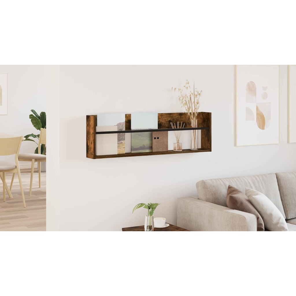vidaXL Regał na gazety z półką Dąb wędzony 100 x 12 x 30 cm