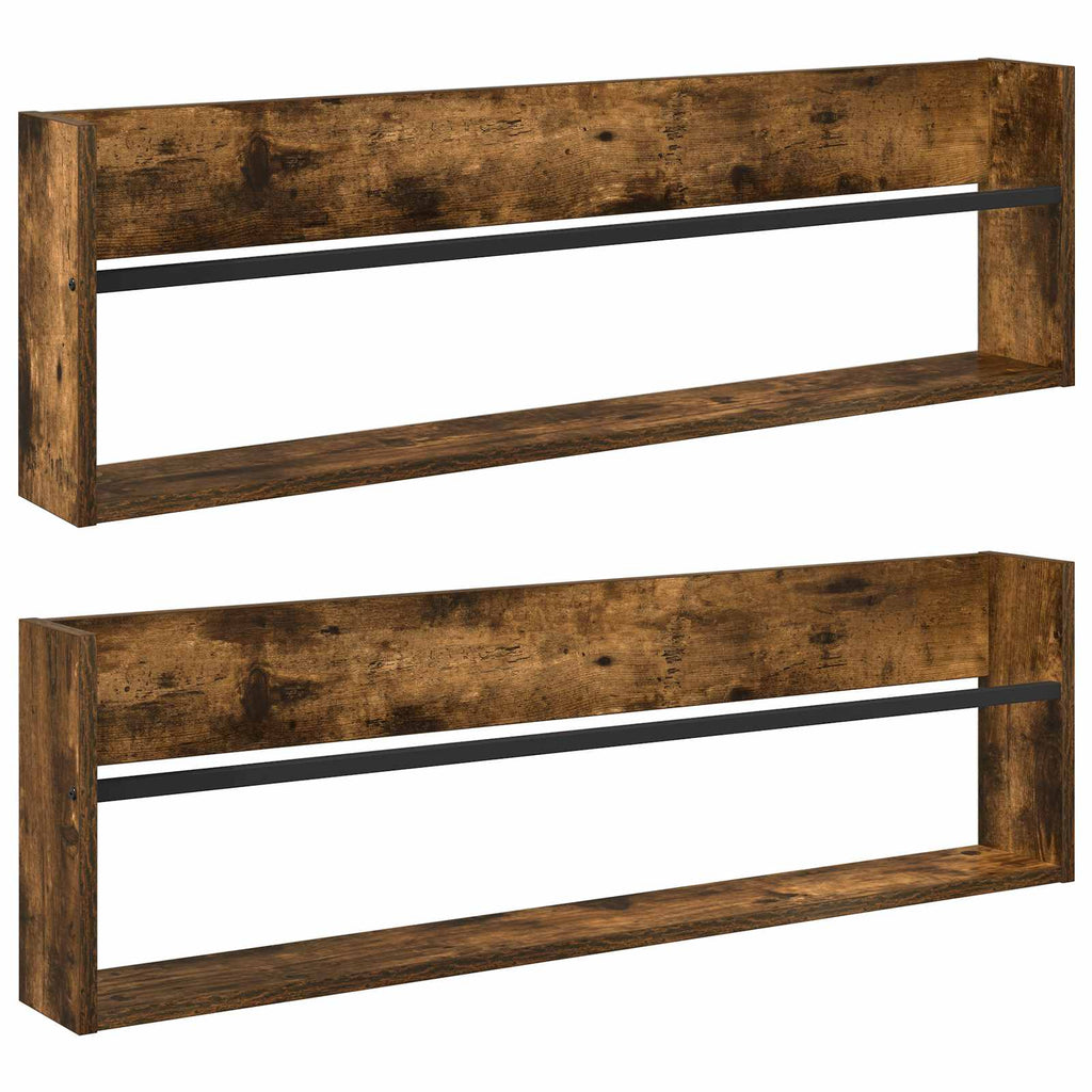 vidaXL Regał na gazety z półką 2 pcs Dąb wędzony 100 x 12 x 30 cm