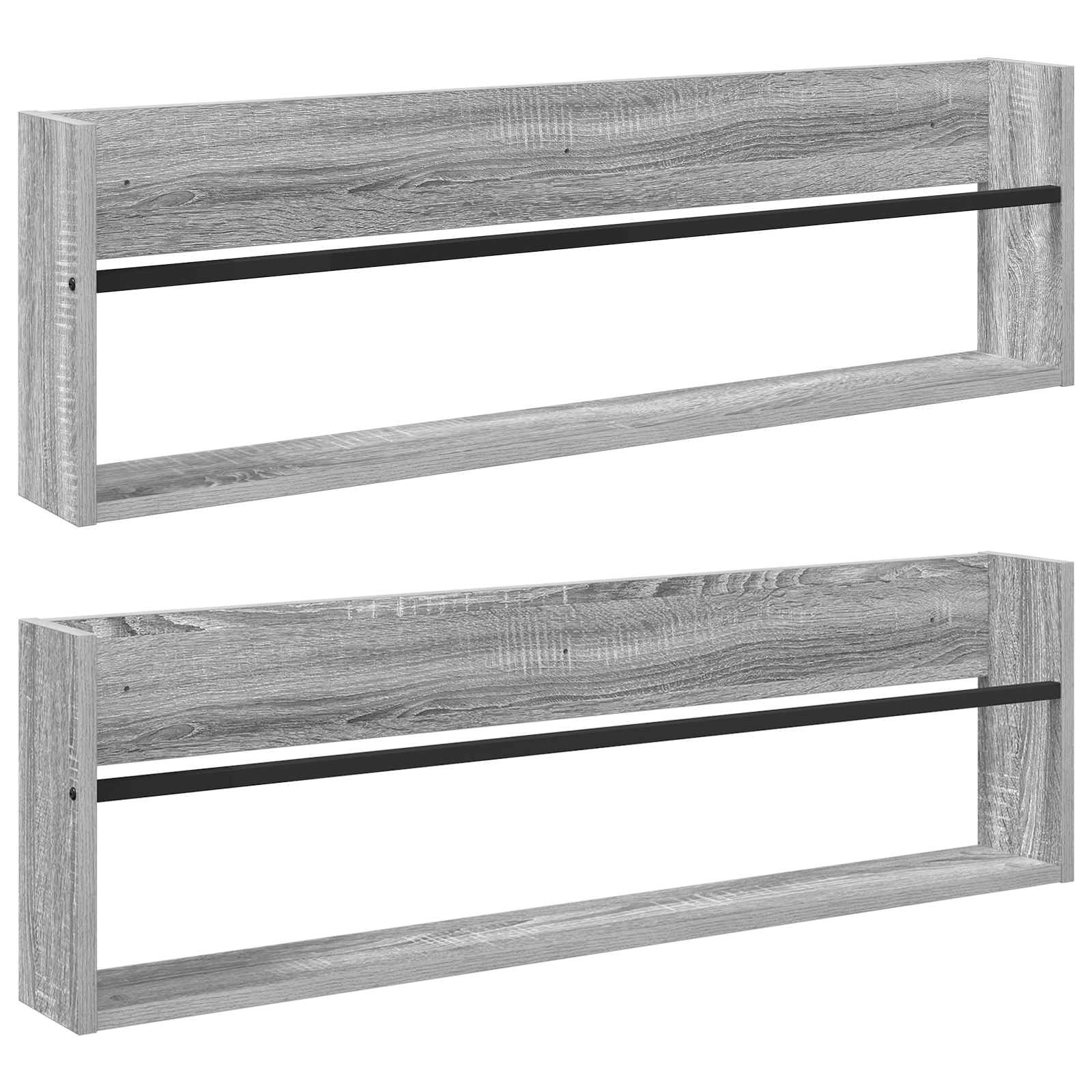 vidaXL Regał na gazety z półką 2 pcs Szary Sonoma 100 x 12 x 30 cm