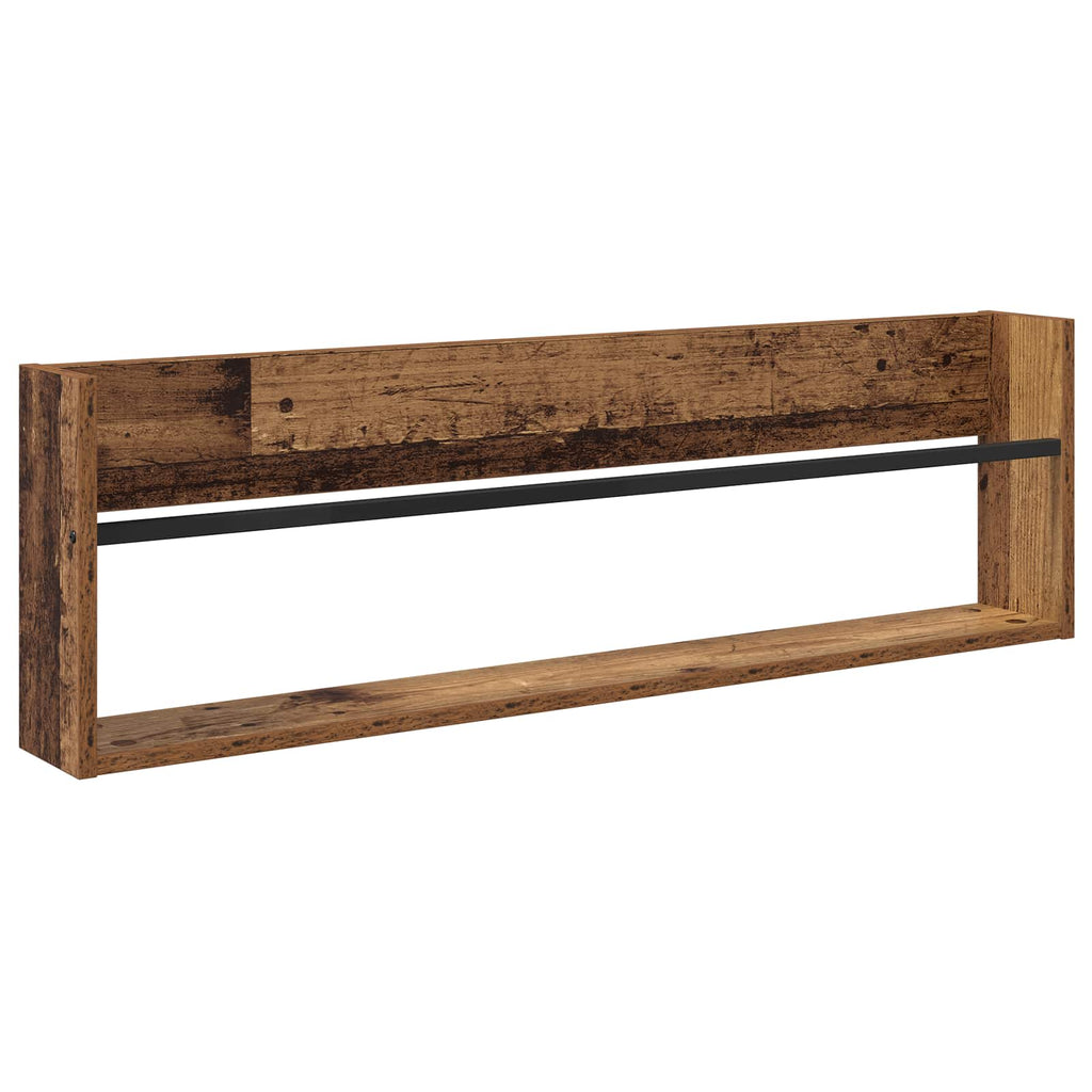 vidaXL Regał na gazety z półką 2 pcs Stare drewno 100 x 12 x 30 cm
