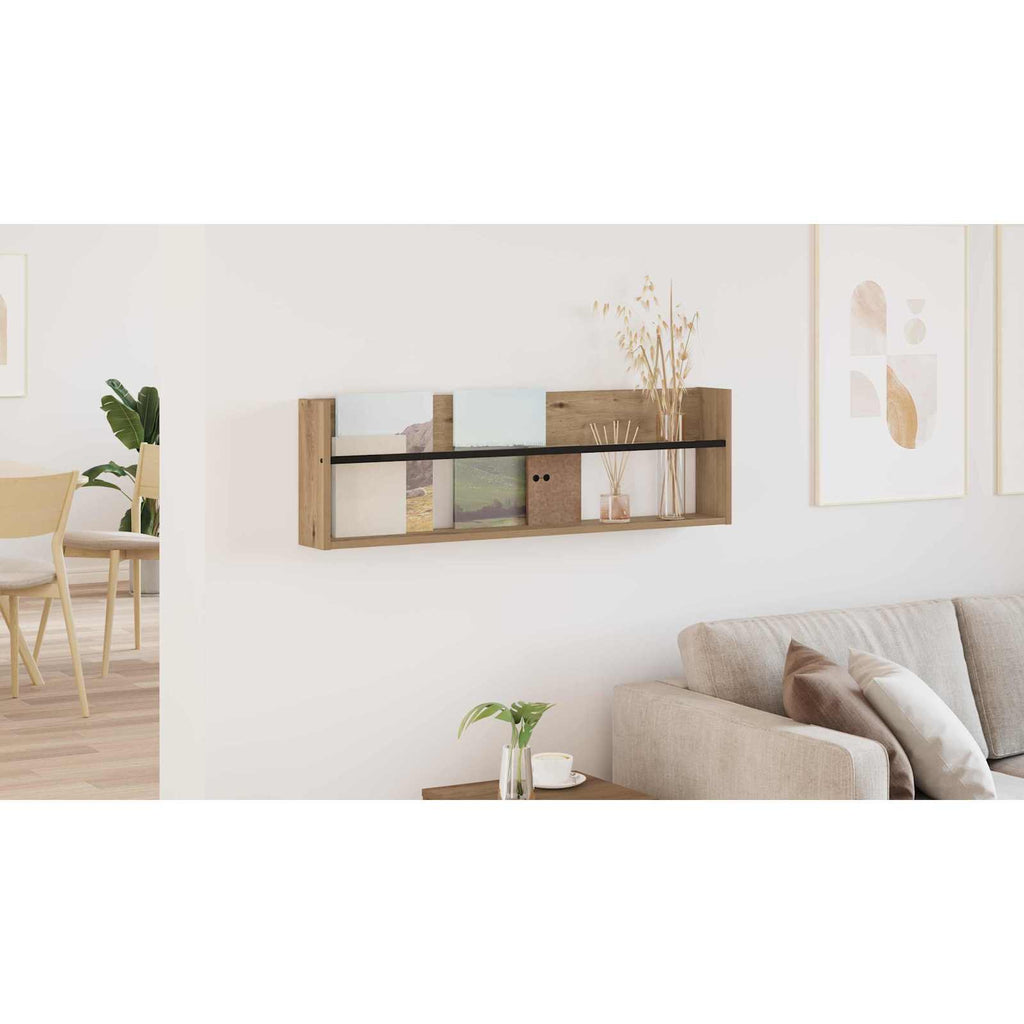 vidaXL Regał na gazety z półką Dąb rzemieślniczy 100 x 12 x 30 cm