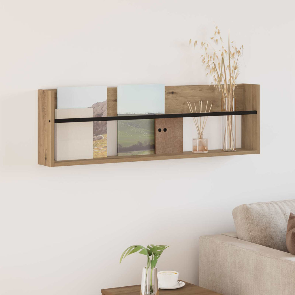 vidaXL Regał na gazety z półką Dąb rzemieślniczy 100 x 12 x 30 cm