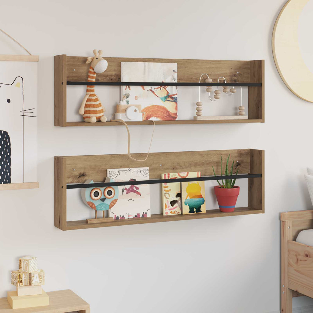 vidaXL Regał na gazety 2 pcs Dąb rzemieślniczy 100 x 12 x 30 cm