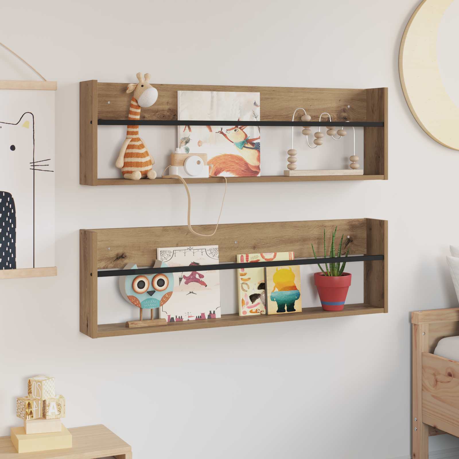 vidaXL Regał na gazety 2 pcs Dąb rzemieślniczy 100 x 12 x 30 cm