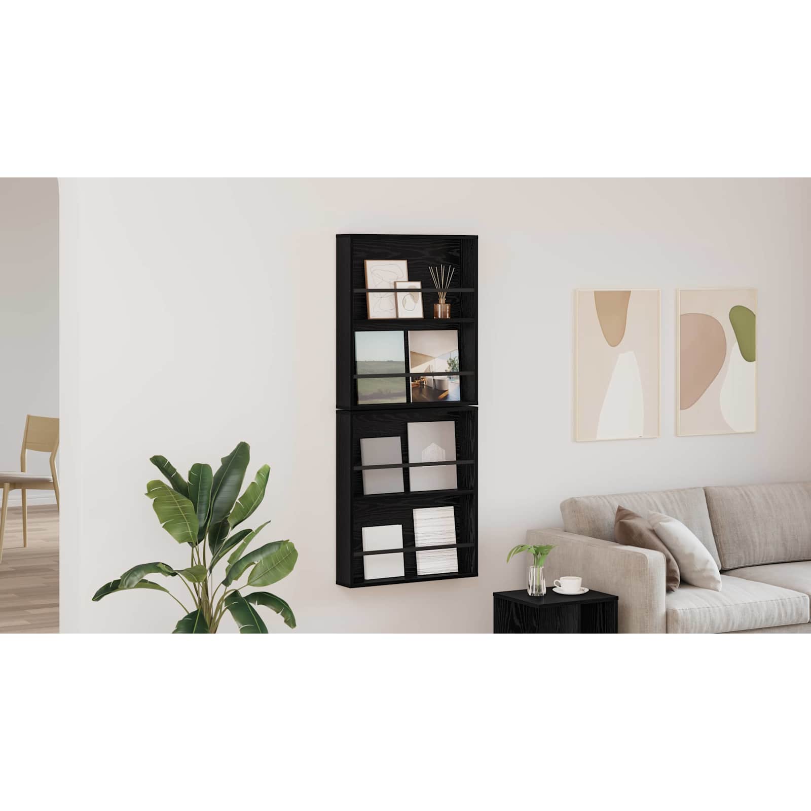 vidaXL Regał na gazety z półką 2 szt. Czarny Dąb 60 x 12 x 70 cm