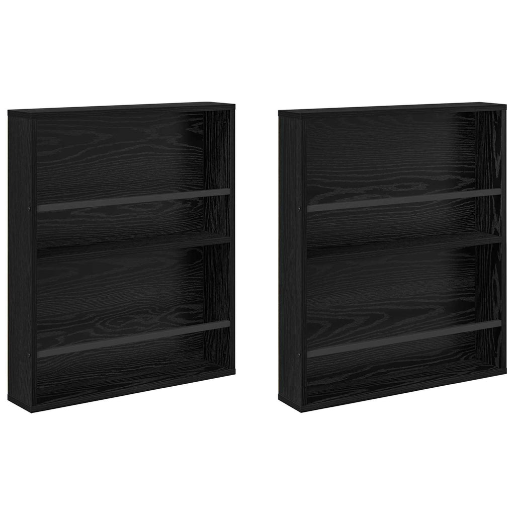 vidaXL Regał na gazety z półką 2 pcs Czarny Dąb 60 x 12 x 70 cm