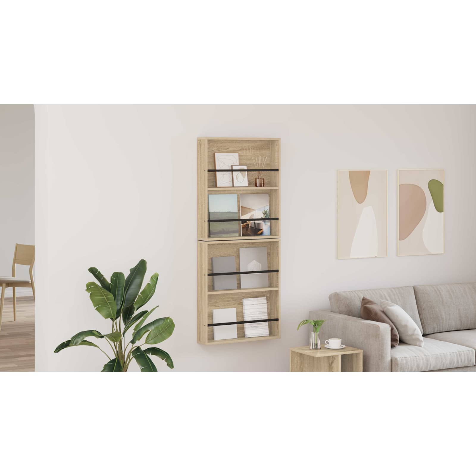 vidaXL Regał na gazety z półką 2 szt. Dąb Sonoma 60 x 12 x 70 cm