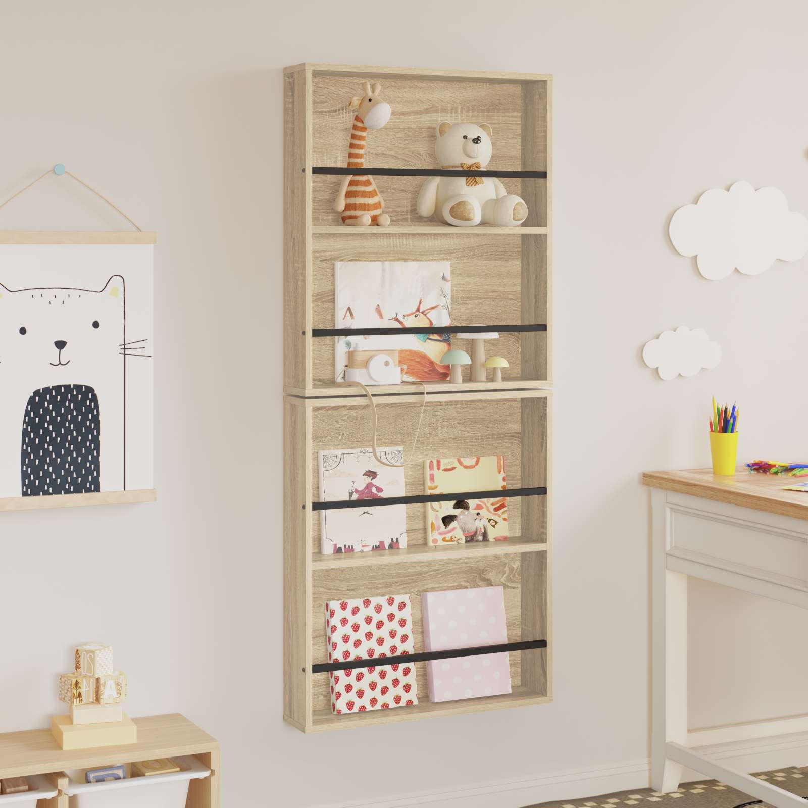 vidaXL Regał na gazety z półką 2 pcs Dąb Sonoma 60 x 12 x 70 cm
