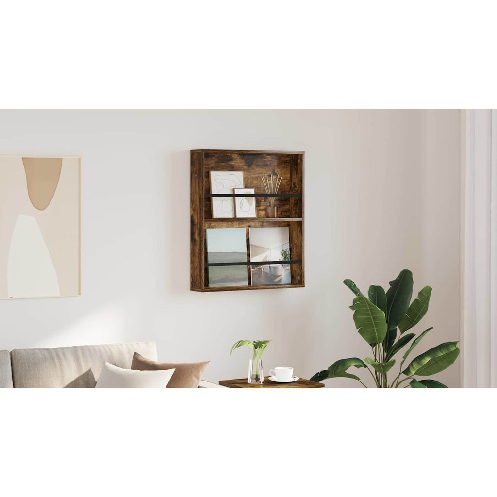 vidaXL Regał na gazety Dąb wędzony 60 x 12 x 70 cm Drewno inżynieryjne