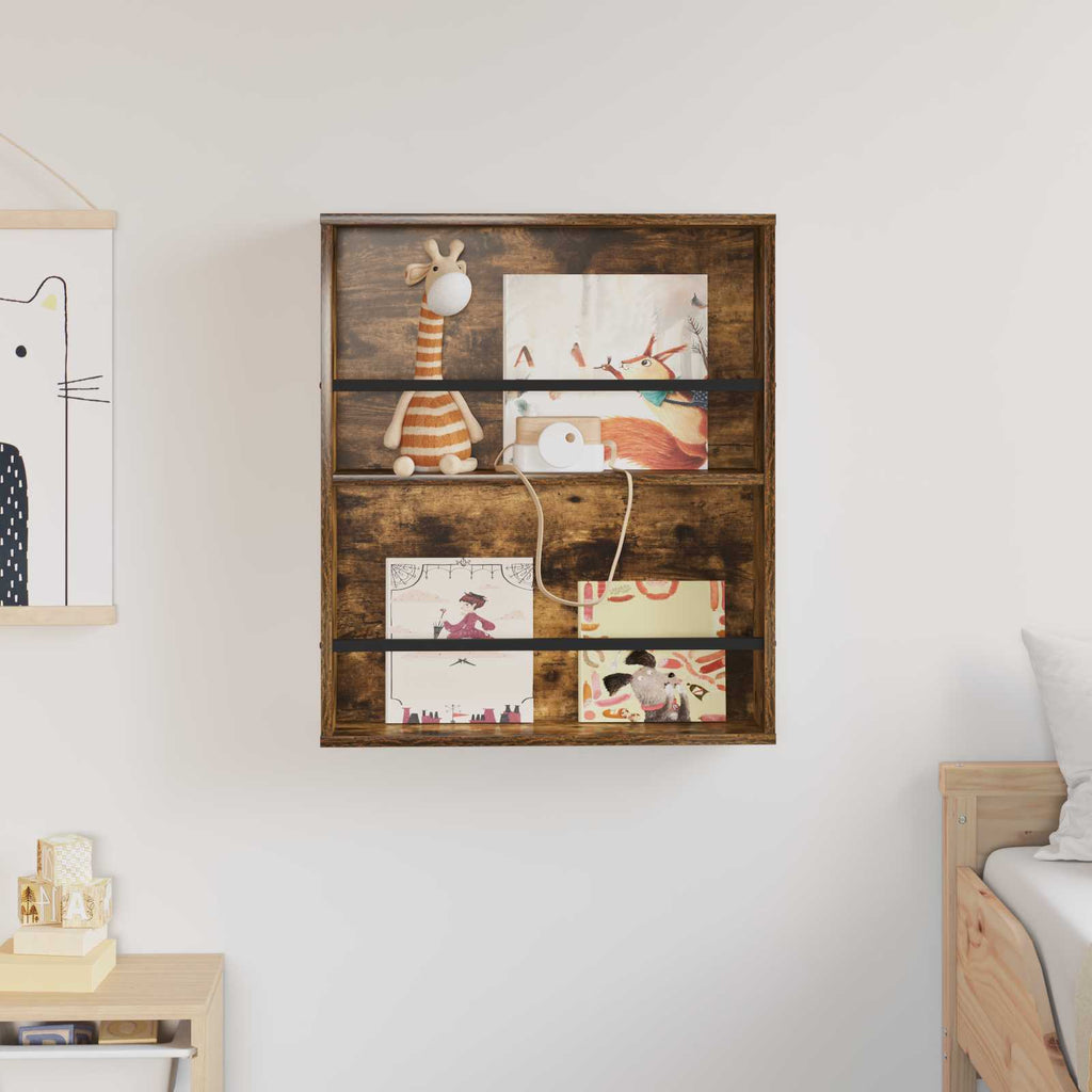 vidaXL Regał na gazety z półką Dąb wędzony 60 x 12 x 70 cm