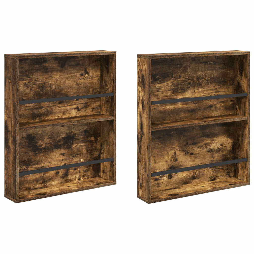 vidaXL Regał na gazety z półką 2 pcs Dąb wędzony 60 x 12 x 70 cm