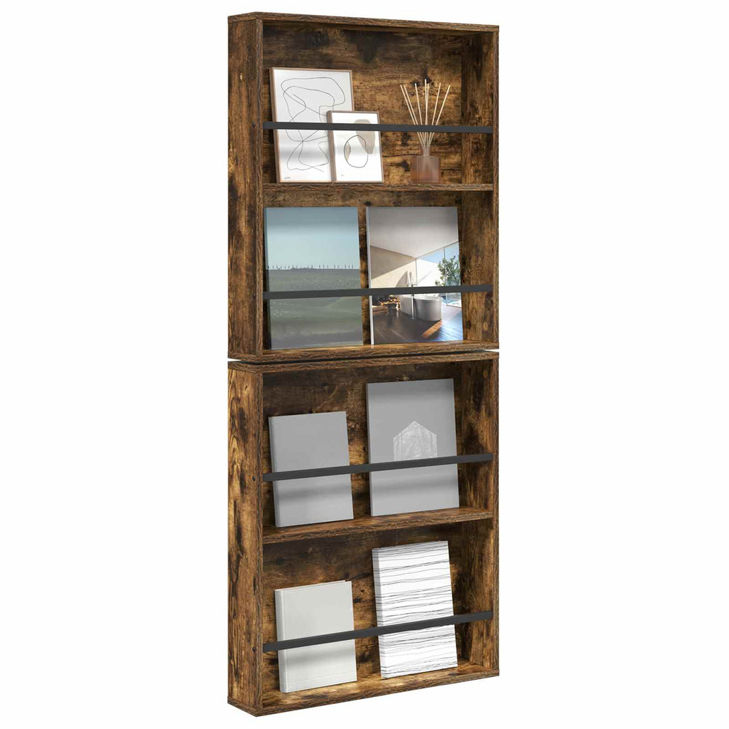 vidaXL Regał na gazety z półką 2 pcs Dąb wędzony 60 x 12 x 70 cm