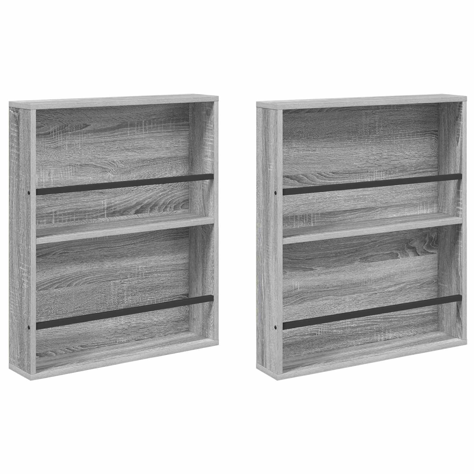 vidaXL Regał na gazety z półką 2 pcs Szary Sonoma 60 x 12 x 70 cm