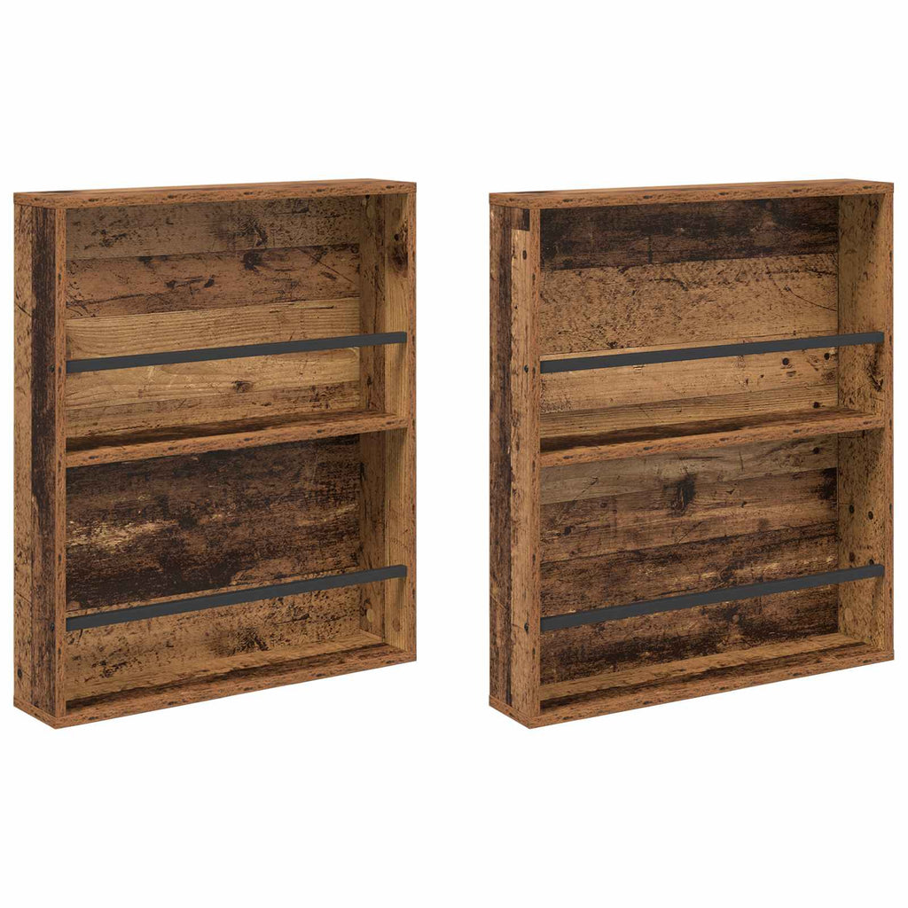 vidaXL Regał na gazety z półką 2 pcs Stare drewno 60 x 12 x 70 cm