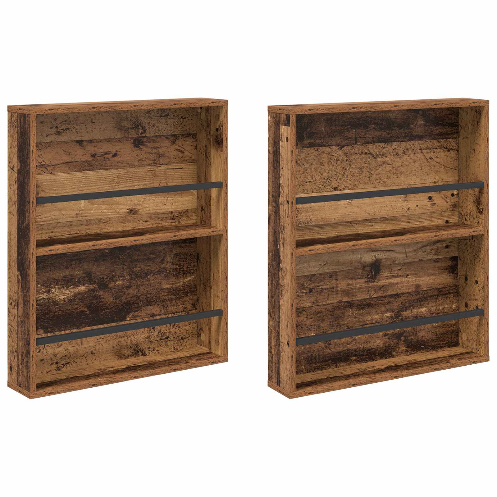 vidaXL Regał na gazety z półką 2 pcs Stare drewno 60 x 12 x 70 cm