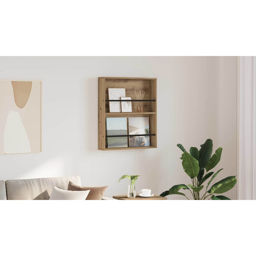 vidaXL Regał na gazety z półką Dąb rzemieślniczy 60 x 12 x 70 cm