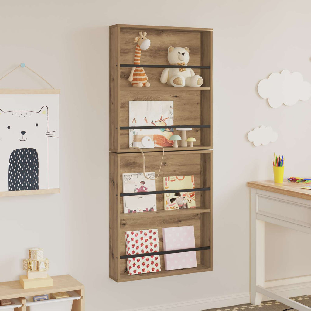 vidaXL Regał na gazety z półką 2 pcs Dąb rzemieślniczy 60 x 12 x 70 cm