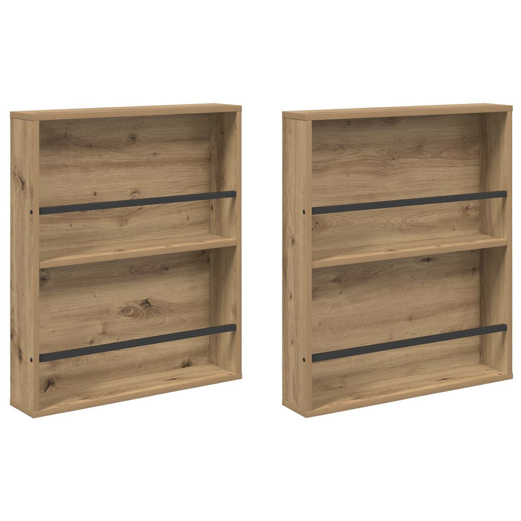 vidaXL Regał na gazety z półką 2 pcs Dąb rzemieślniczy 60 x 12 x 70 cm