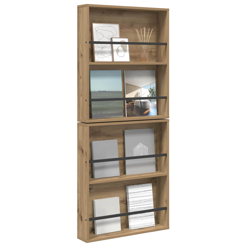 vidaXL Regał na gazety z półką 2 pcs Dąb rzemieślniczy 60 x 12 x 70 cm