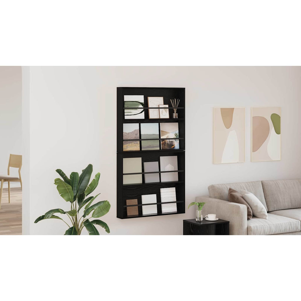 vidaXL Regał na gazety z półką 2 szt. Czarny Dąb 80 x 12 x 70 cm