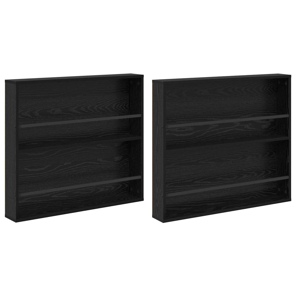 vidaXL Regał na gazety z półką 2 pcs Czarny Dąb 80 x 12 x 70 cm