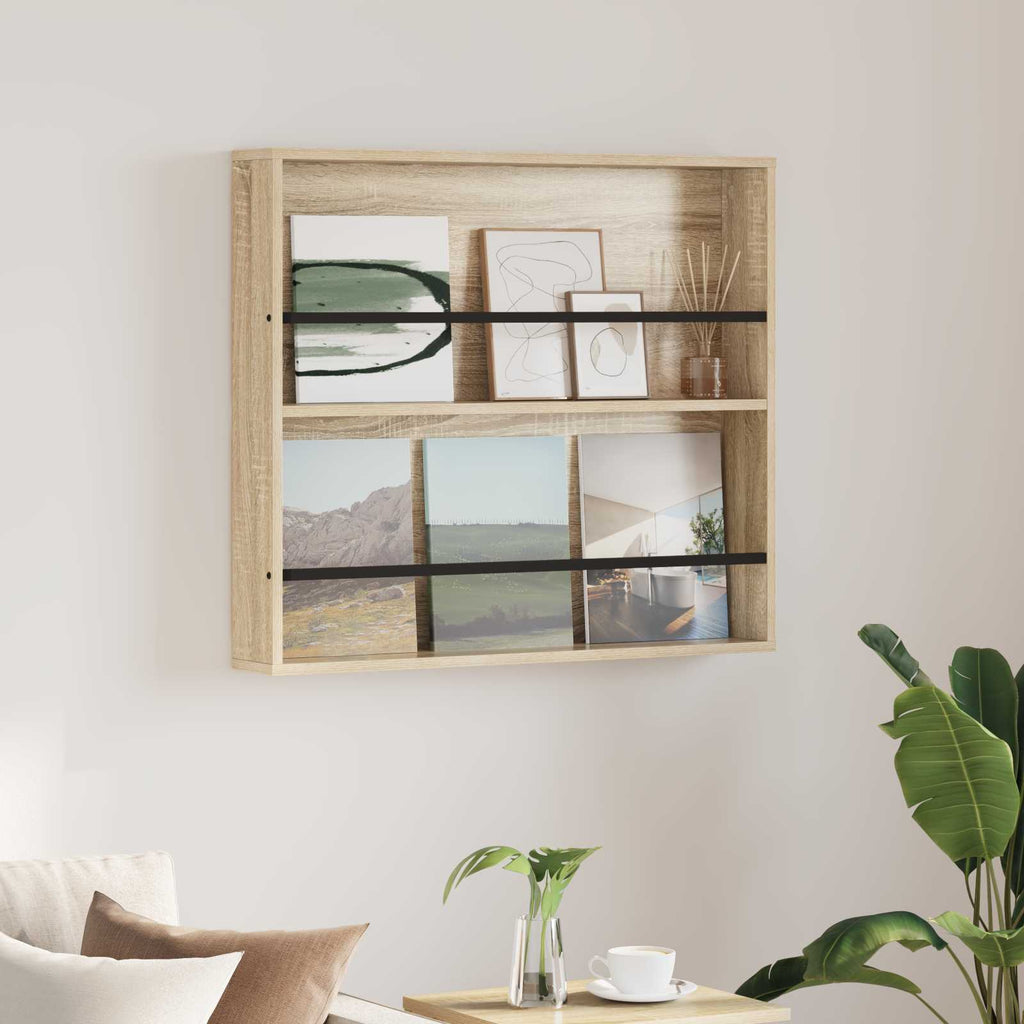 vidaXL Regał na gazety z półką Dąb Sonoma 80 x 12 x 70 cm