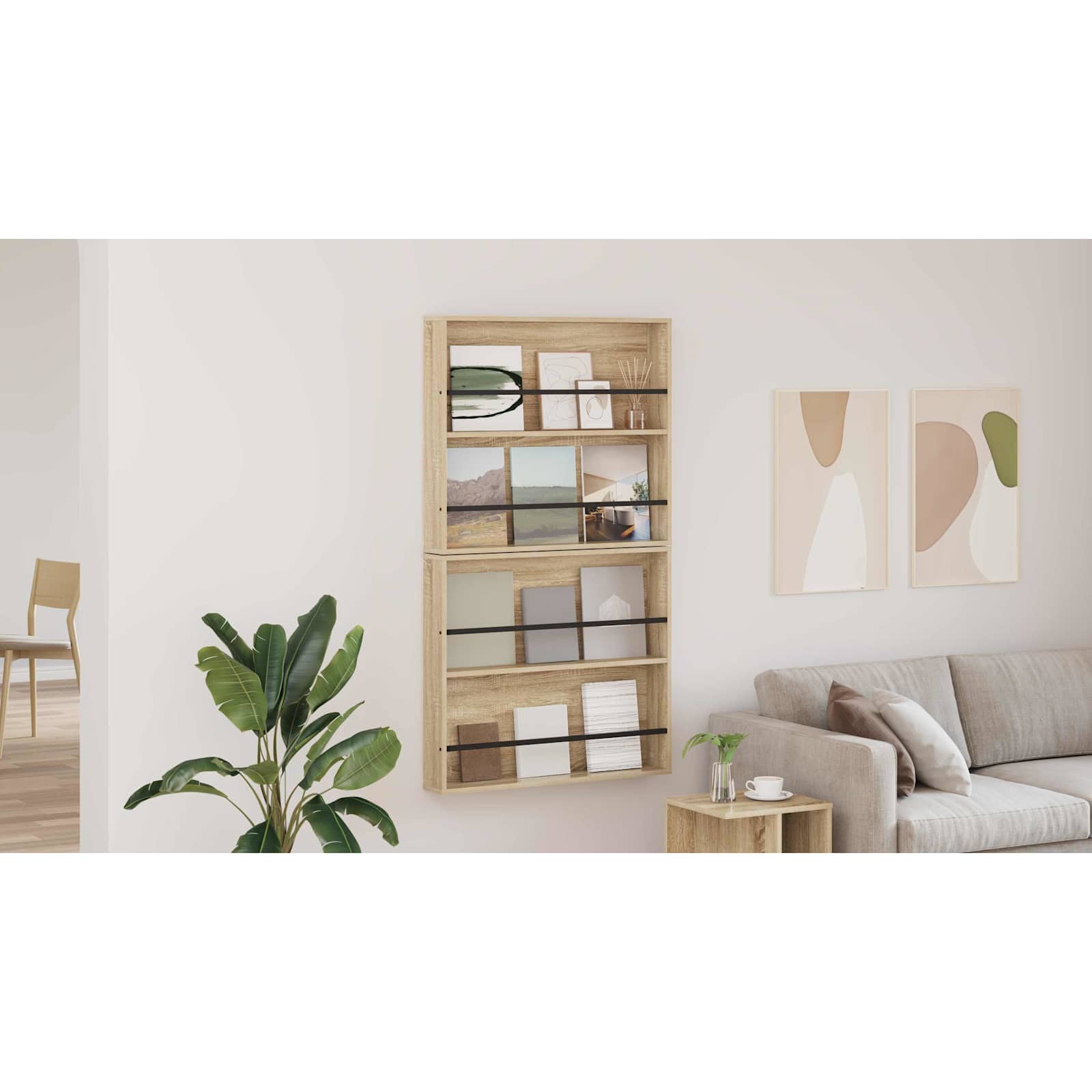 vidaXL Regał na gazety z półką 2 szt. Dąb Sonoma 80 x 12 x 70 cm