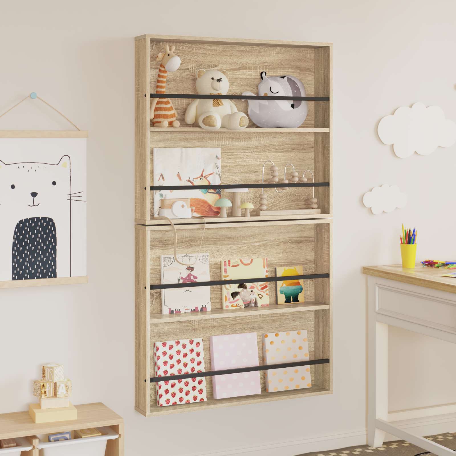 vidaXL Regał na gazety z półką 2 pcs Dąb Sonoma 80 x 12 x 70 cm