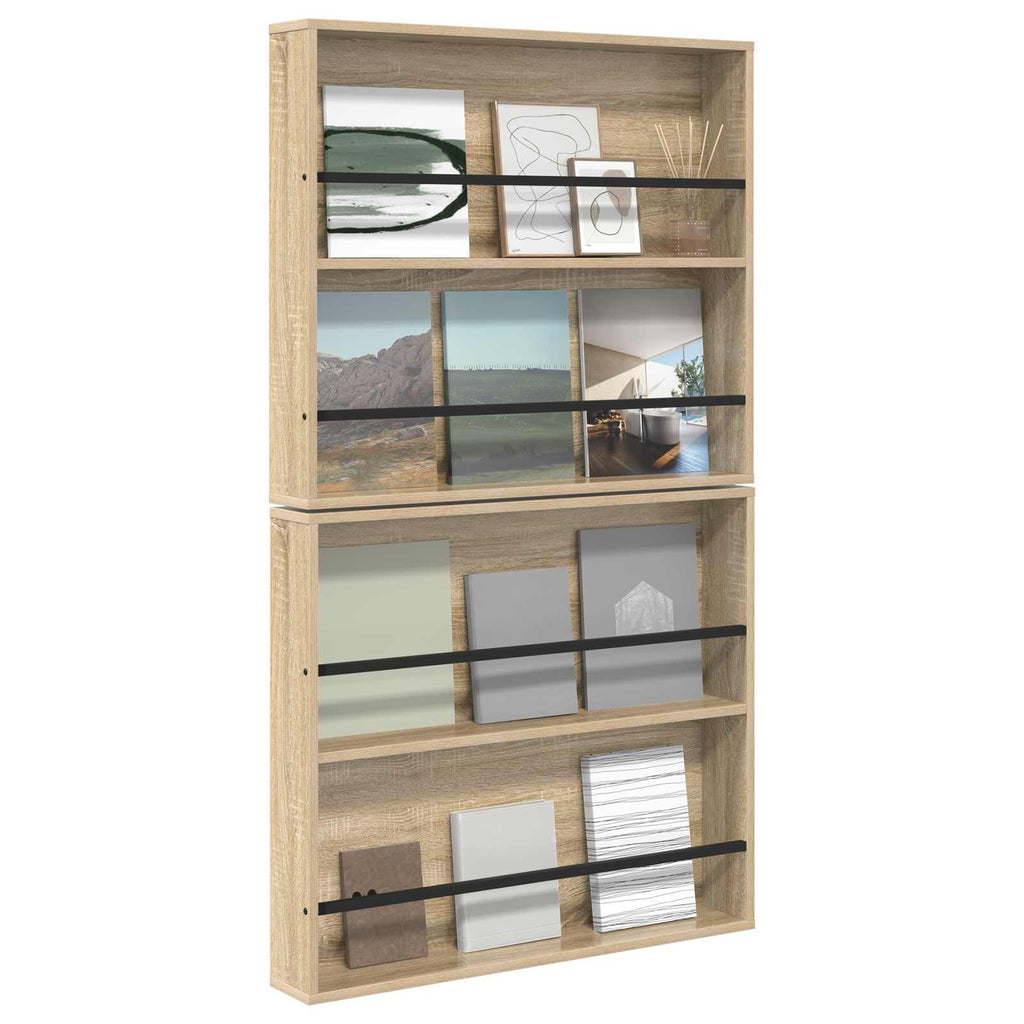vidaXL Regał na gazety z półką 2 pcs Dąb Sonoma 80 x 12 x 70 cm