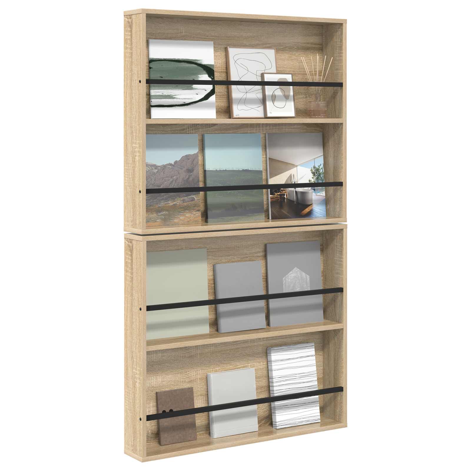 vidaXL Regał na gazety z półką 2 pcs Dąb Sonoma 80 x 12 x 70 cm