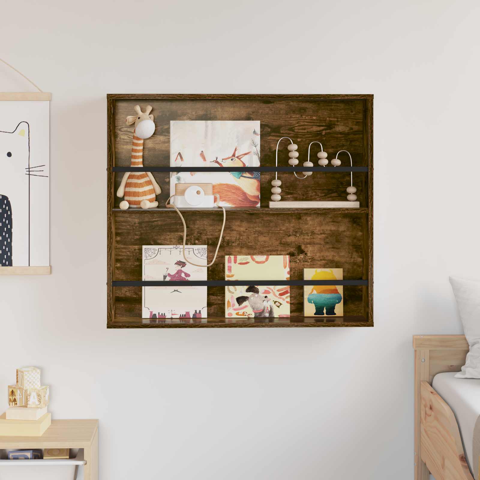 vidaXL Regał na gazety z półką Dąb wędzony 80 x 12 x 70 cm