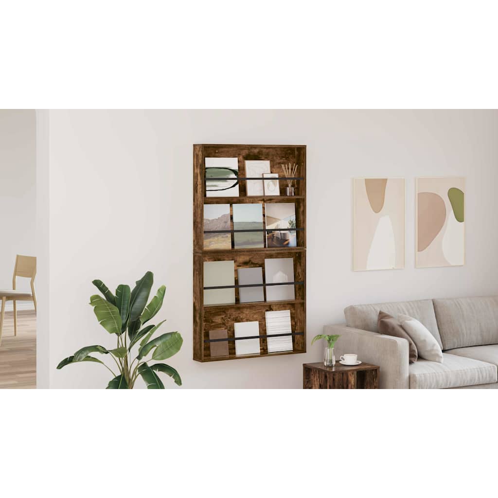 vidaXL Regał na gazety z półką 2 szt. Dąb wędzony 80 x 12 x 70 cm