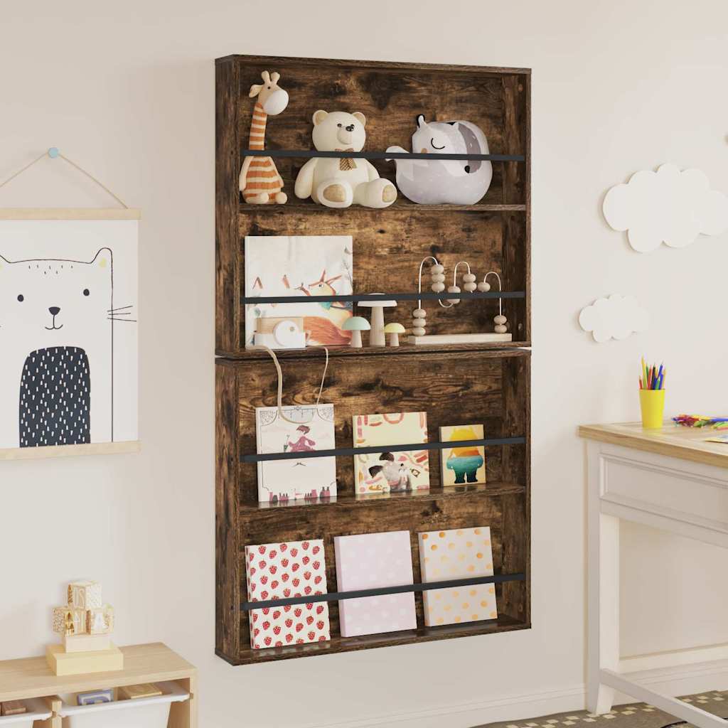 vidaXL Regał na gazety z półką 2 pcs Dąb wędzony 80 x 12 x 70 cm