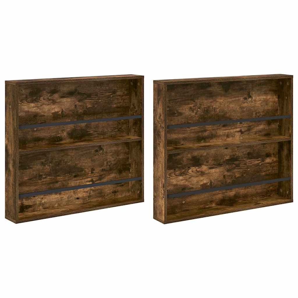 vidaXL Regał na gazety z półką 2 pcs Dąb wędzony 80 x 12 x 70 cm