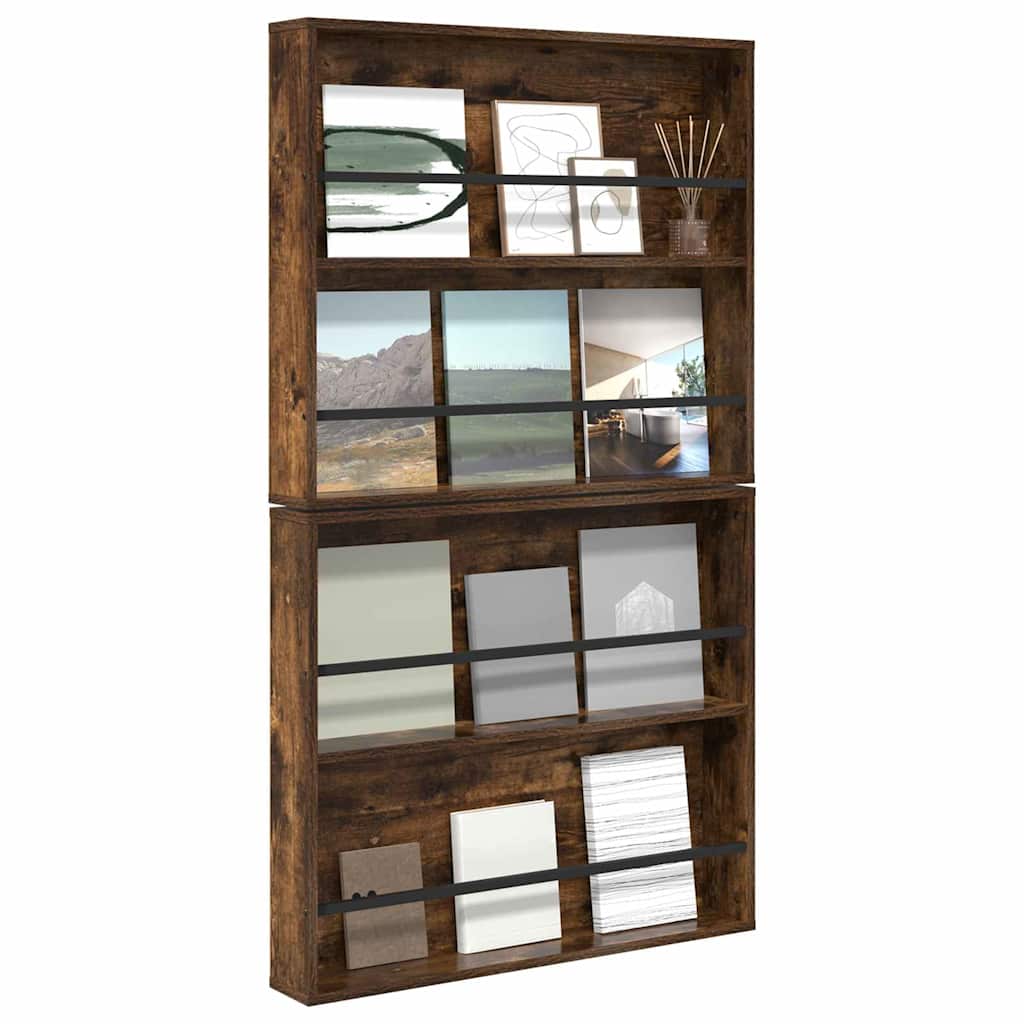 vidaXL Regał na gazety z półką 2 pcs Dąb wędzony 80 x 12 x 70 cm