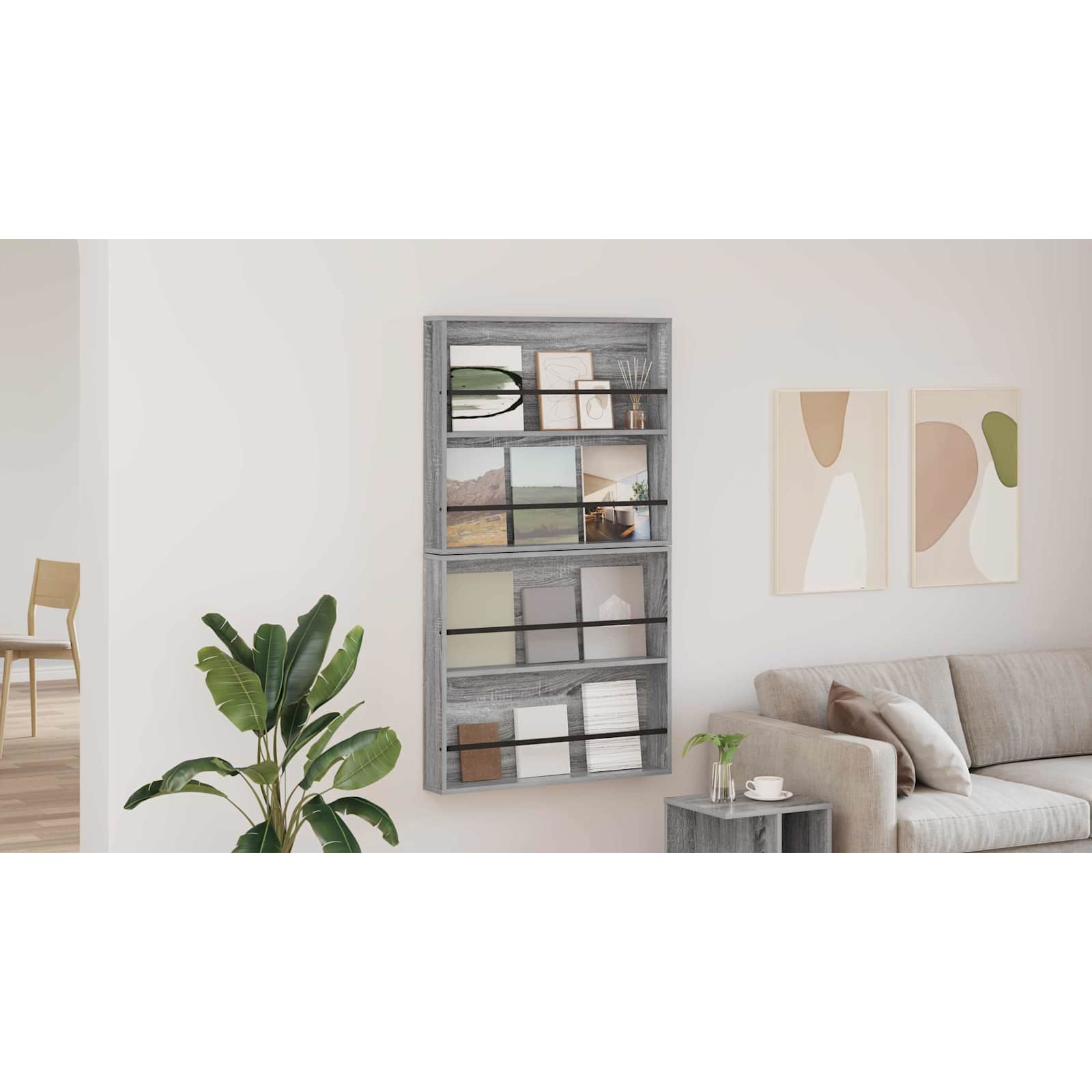 vidaXL Regał na gazety z półką 2 szt. Szary Sonoma 80 x 12 x 70 cm