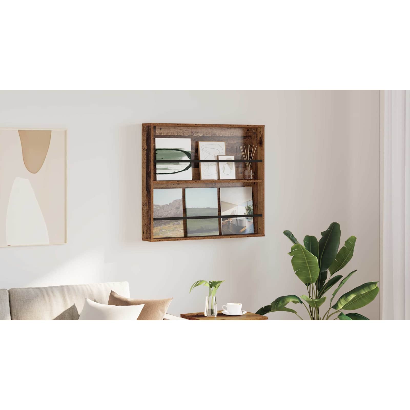 vidaXL Regał na gazety z półką Stare drewno 80 x 12 x 70 cm