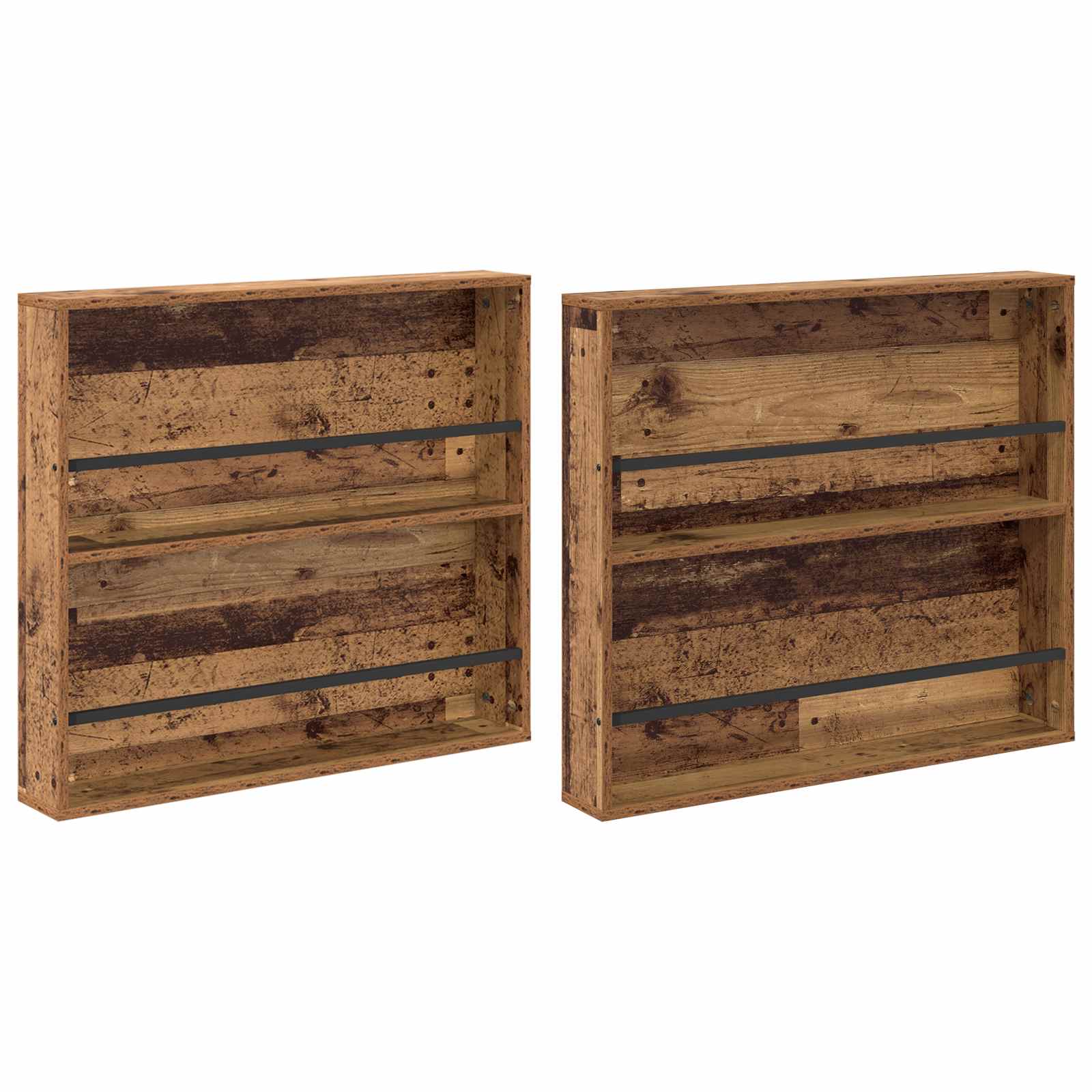 vidaXL Regał na gazety z półką 2 pcs Stare drewno 80 x 12 x 70 cm