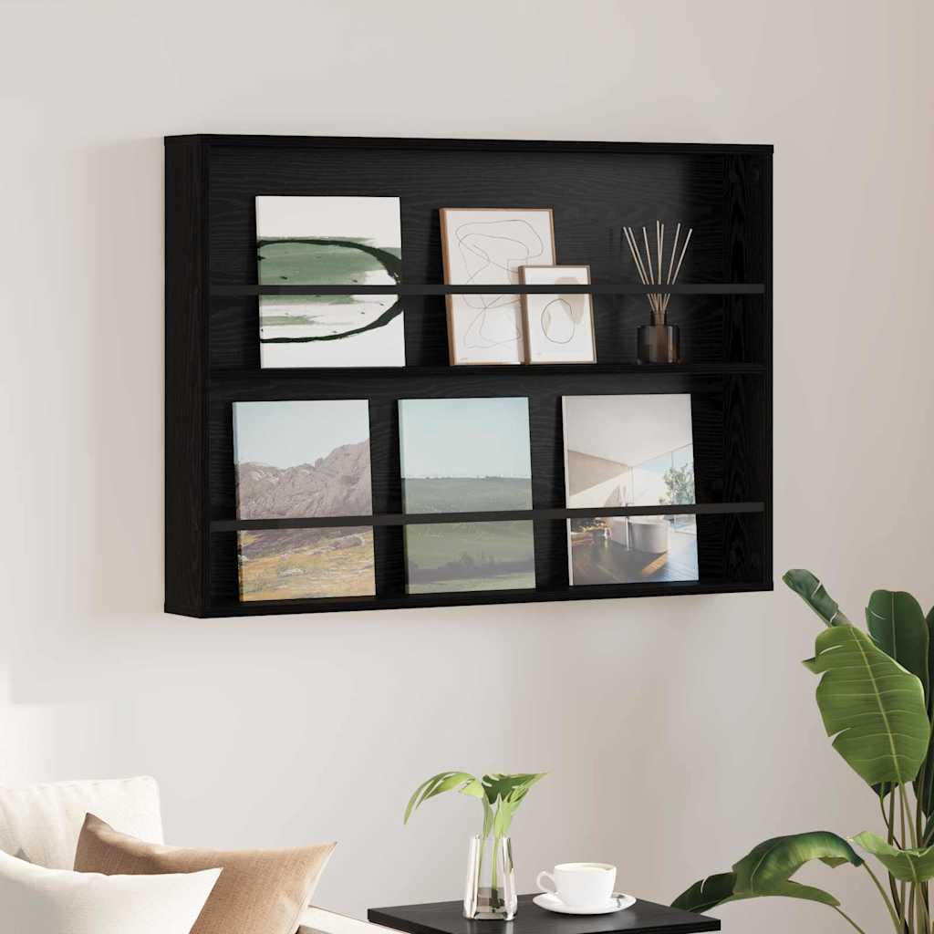 vidaXL Regał na gazety z półką Czarny Dąb 100 x 12 x 70 cm