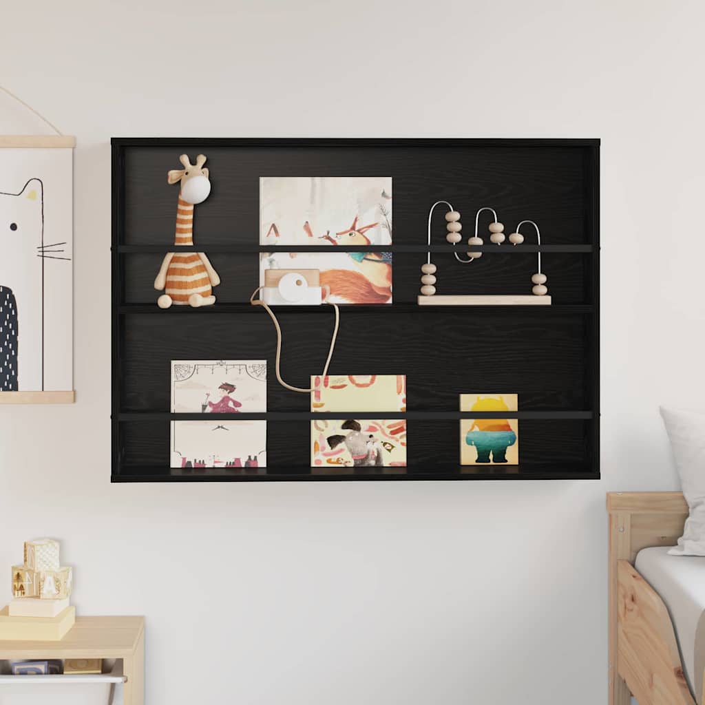 vidaXL Regał na gazety z półką Czarny Dąb 100 x 12 x 70 cm