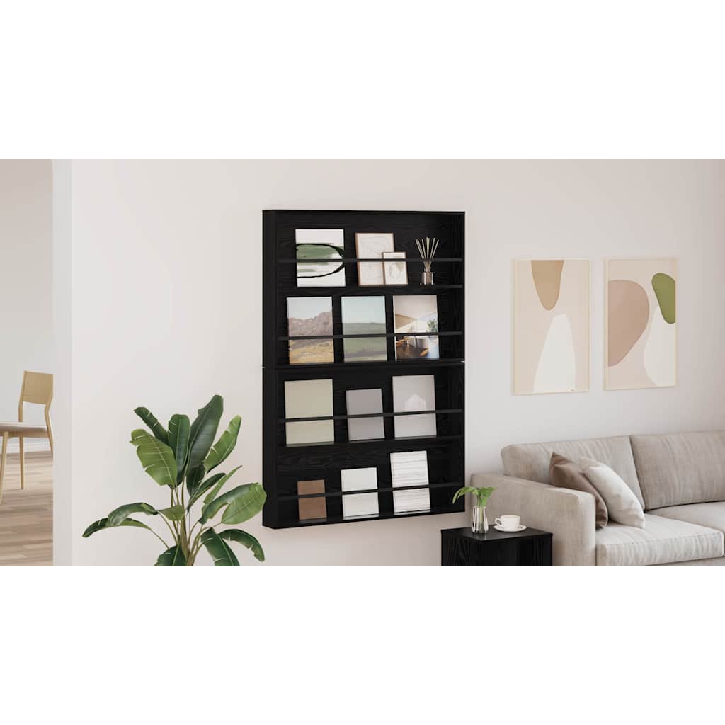 vidaXL Regał na gazety z półką 2 szt. Czarny Dąb 100 x 12 x 70 cm