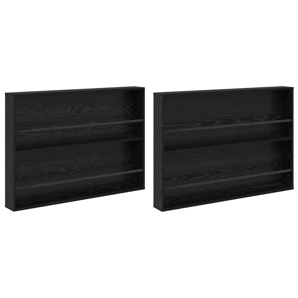 vidaXL Regał na gazety z półką 2 pcs Czarny Dąb 100 x 12 x 70 cm