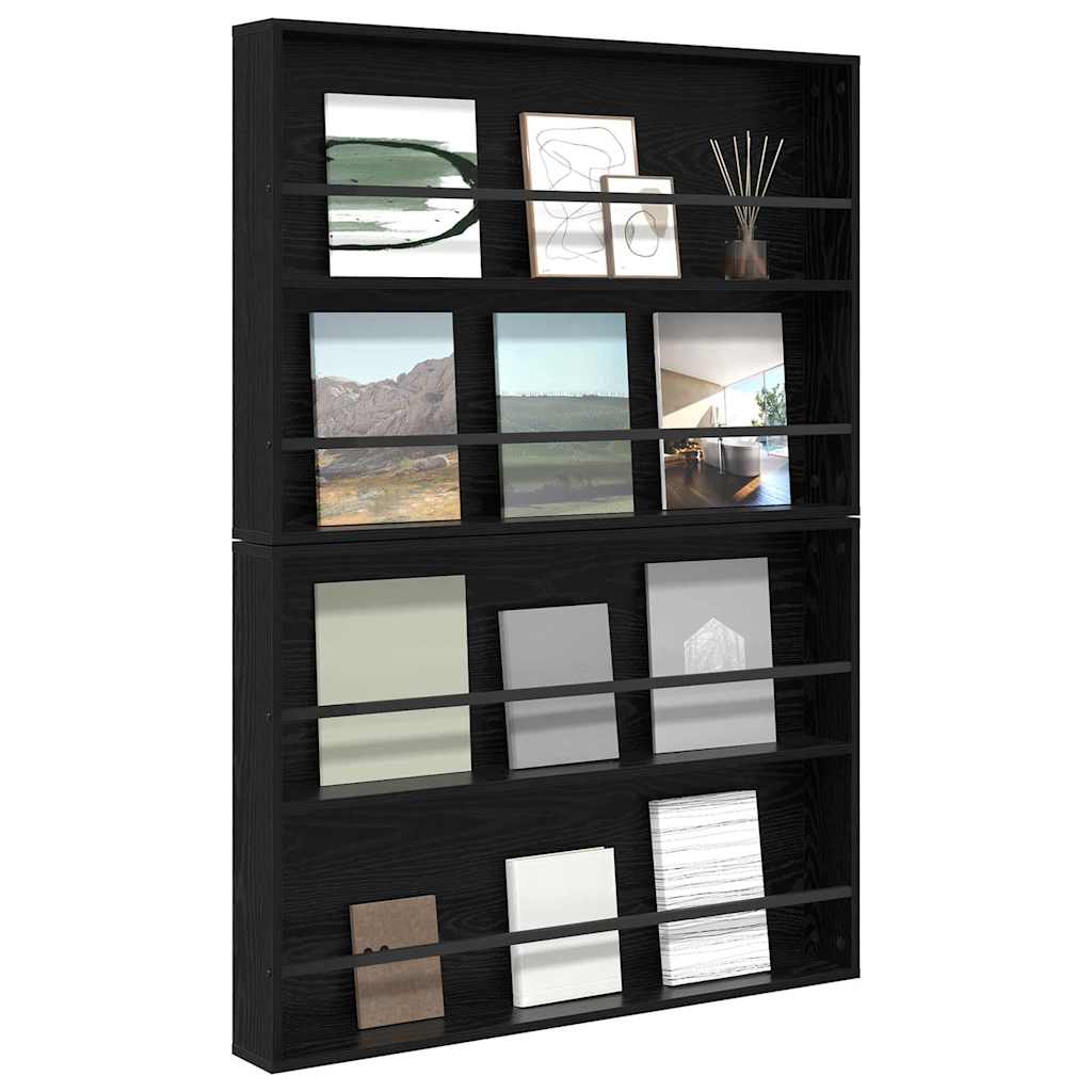 vidaXL Regał na gazety z półką 2 pcs Czarny Dąb 100 x 12 x 70 cm