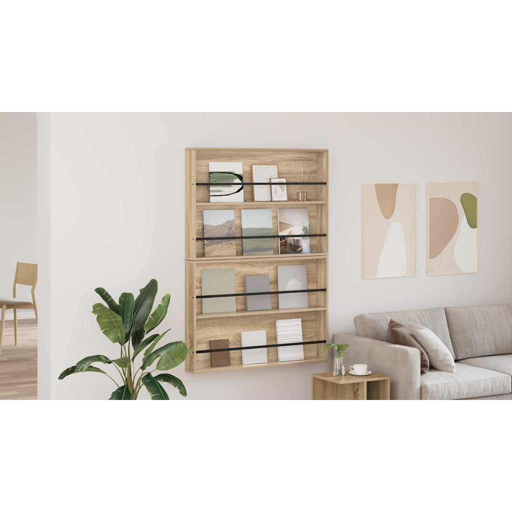 vidaXL Regał na gazety z półką 2 szt. Dąb Sonoma 100 x 12 x 70 cm