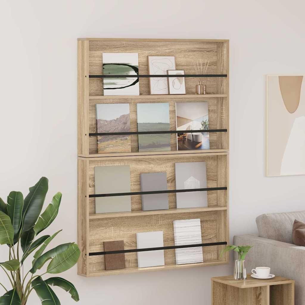 vidaXL Regał na gazety z półką 2 pcs Dąb Sonoma 100 x 12 x 70 cm