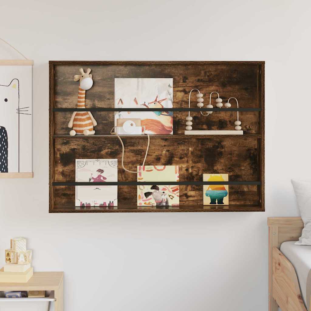 vidaXL Regał na gazety z półką Dąb wędzony 100 x 12 x 70 cm