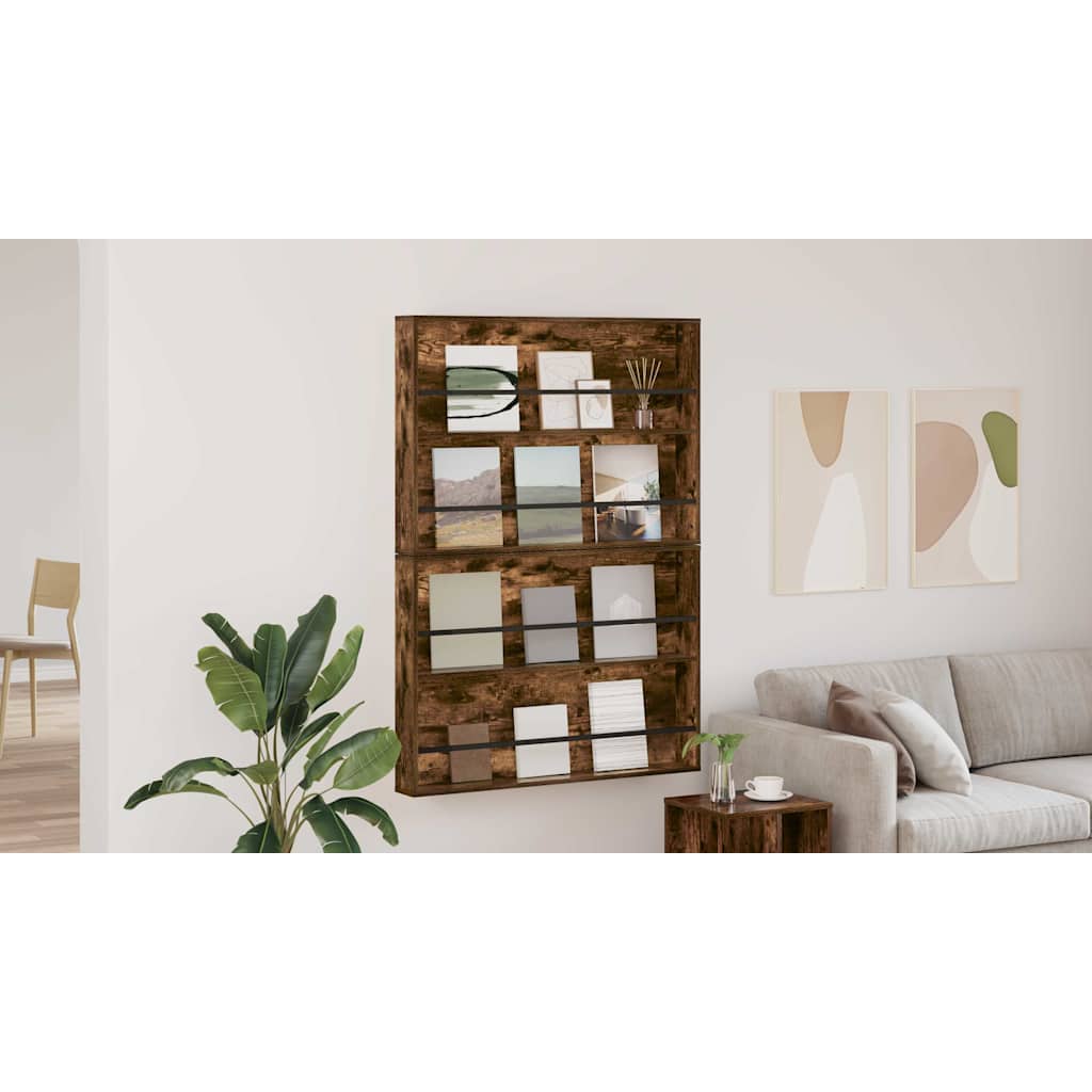 vidaXL Regał na gazety z półką 2 pcs Dąb wędzony 100 x 12 x 70 cm
