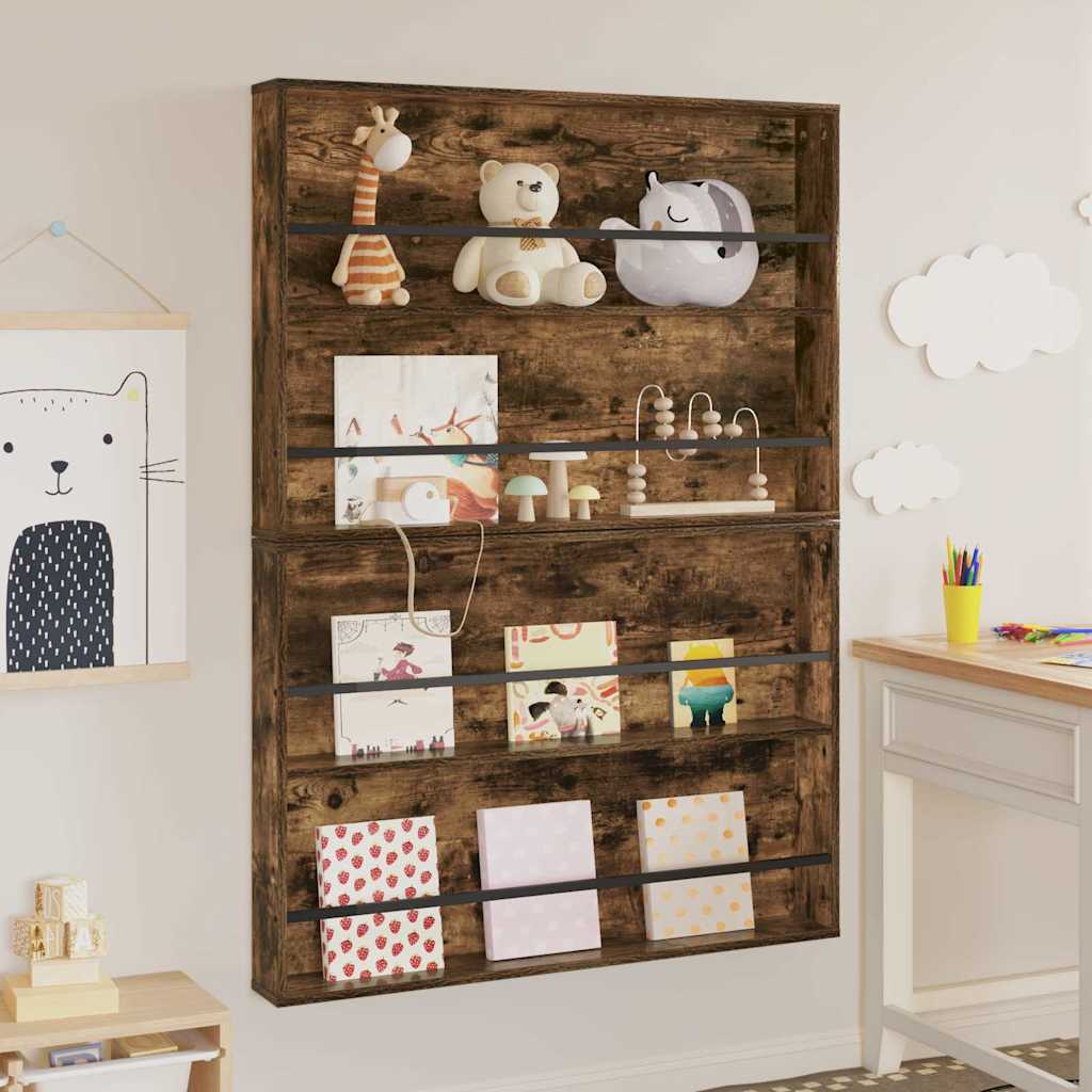 vidaXL Regał na gazety z półką 2 pcs Dąb wędzony 100 x 12 x 70 cm