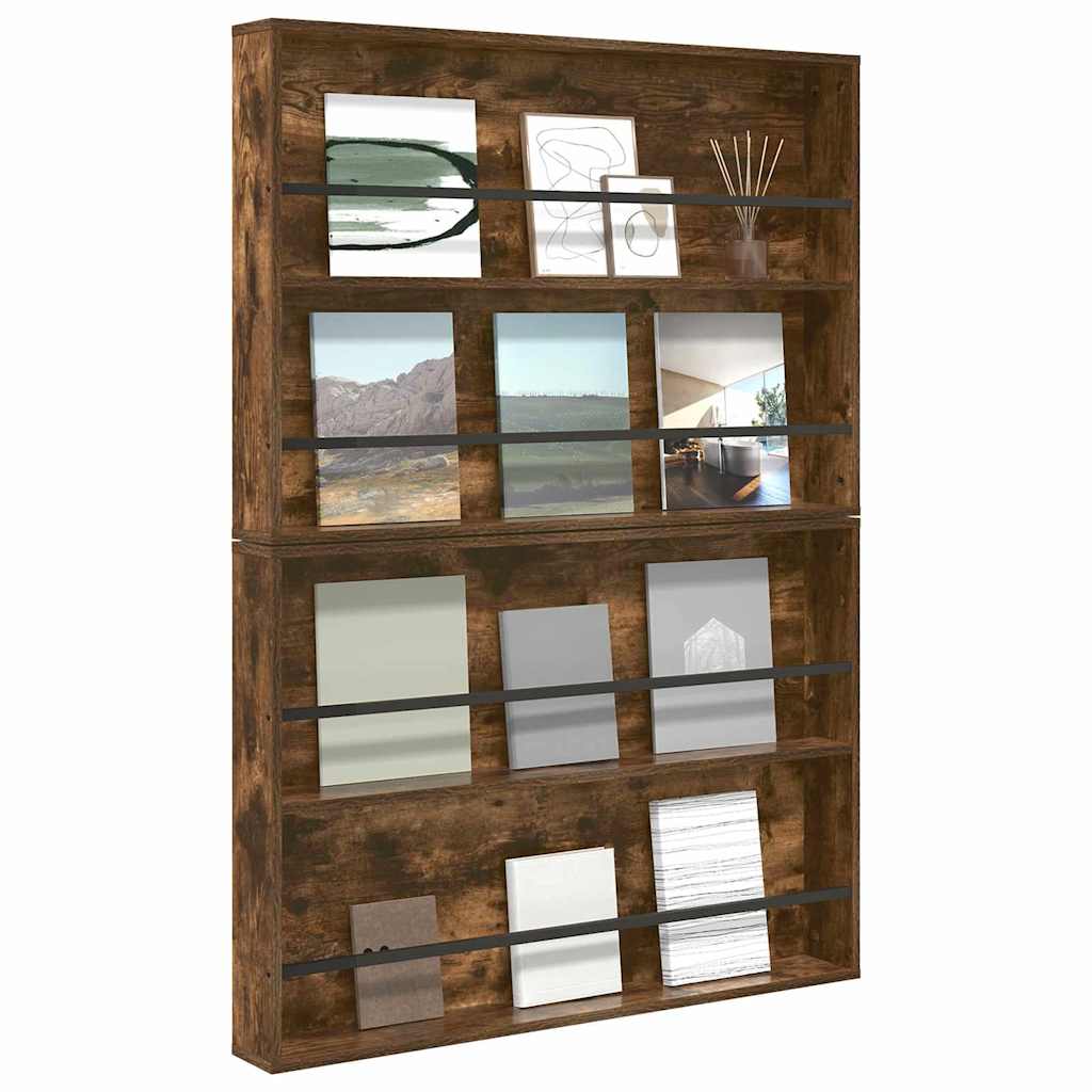 vidaXL Regał na gazety z półką 2 pcs Dąb wędzony 100 x 12 x 70 cm