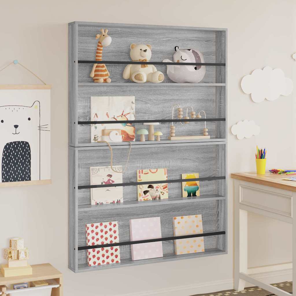 vidaXL Regał na gazety z półką 2 pcs Szary Sonoma 100 x 12 x 70 cm